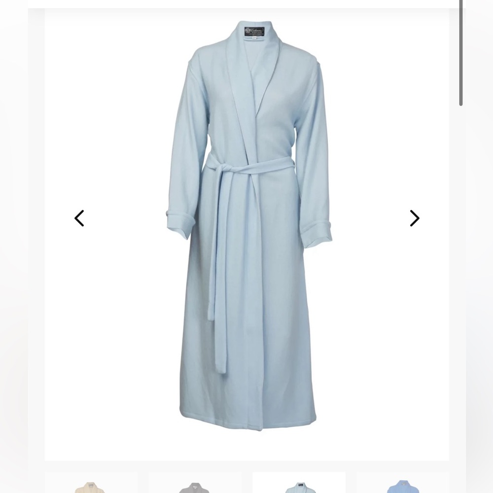 Cashmere Boutique Pure Cashmere Full Length Robe, NWOT, blue, size S/M